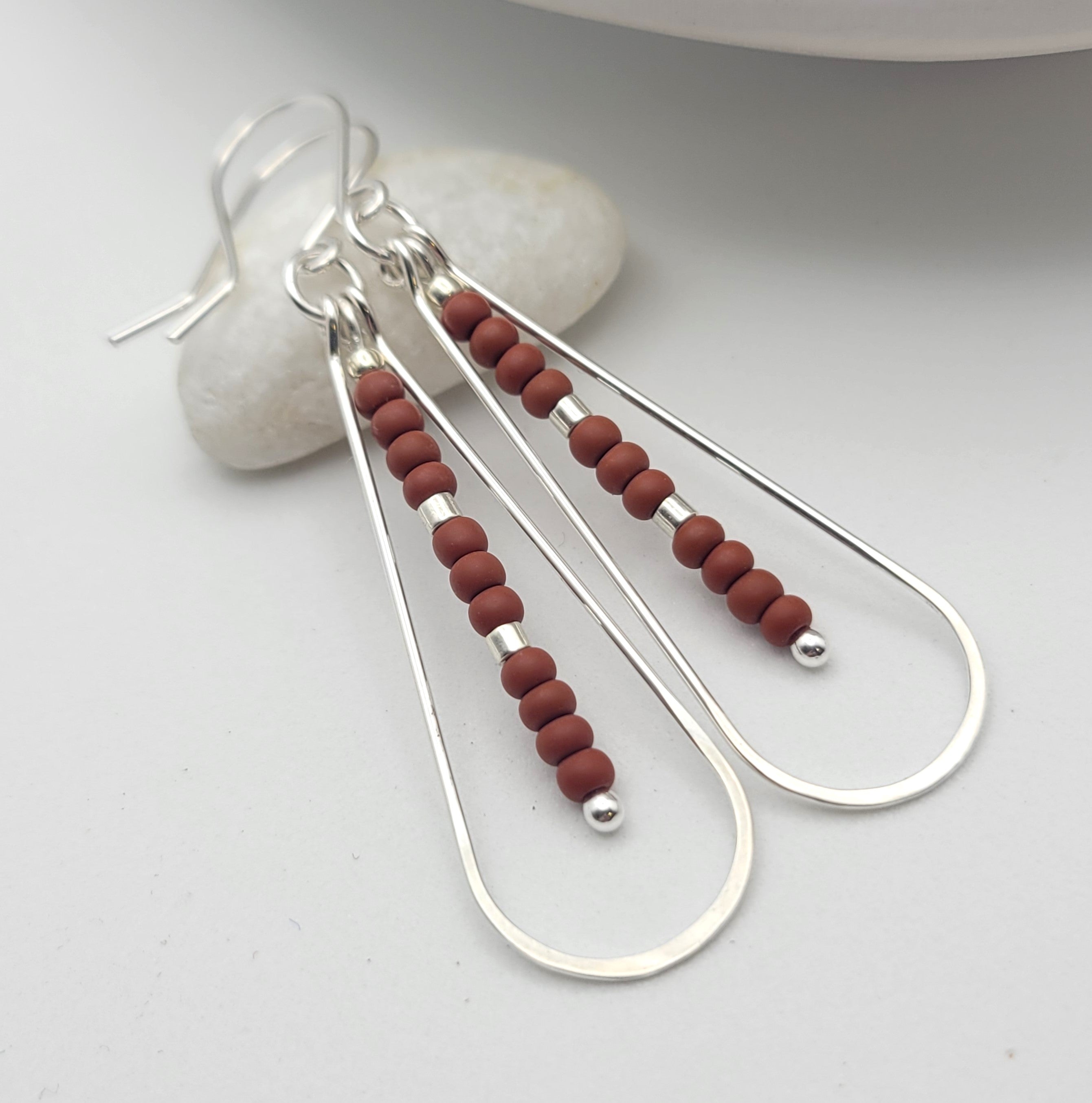 Harley - Silver & Dark Red Earrings Bijou by SAM   