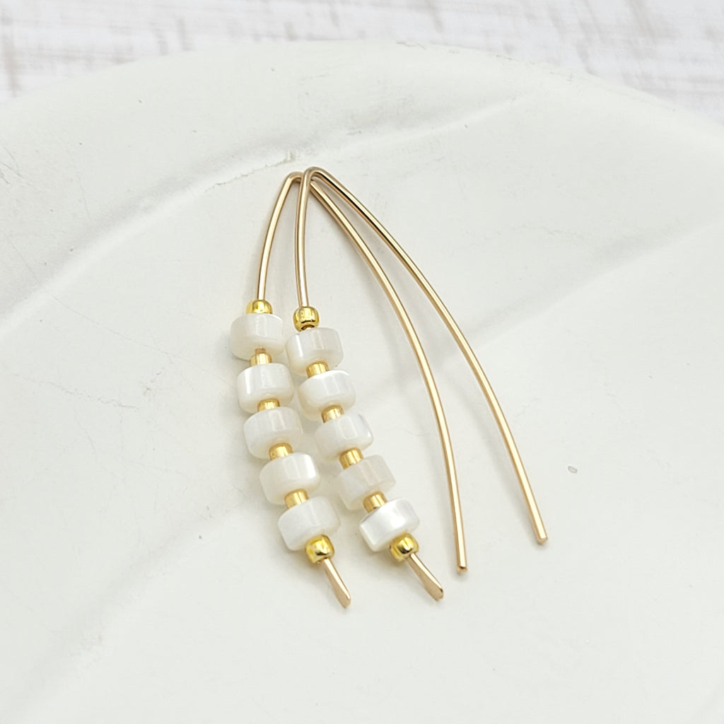 Wish - Gold and Mother of Pearl Earrings Bijou by SAM   