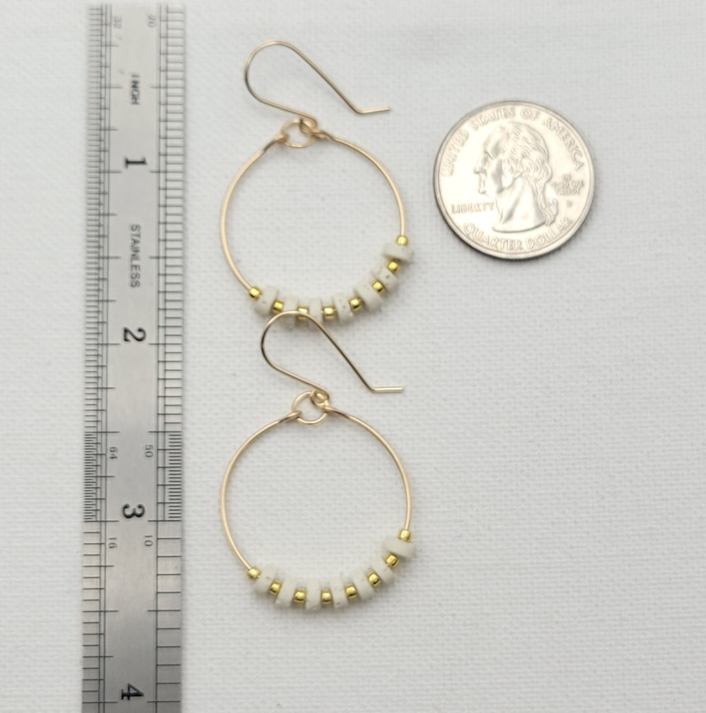 Boho Hoops - Gold & Cream Lava Stone Earrings Bijou by SAM   