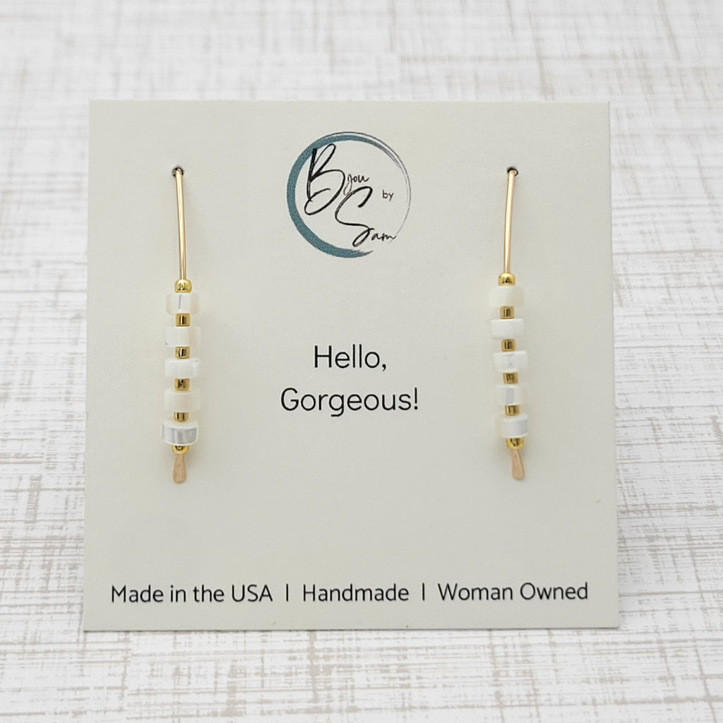 Wish - Gold and Mother of Pearl Earrings Bijou by SAM   