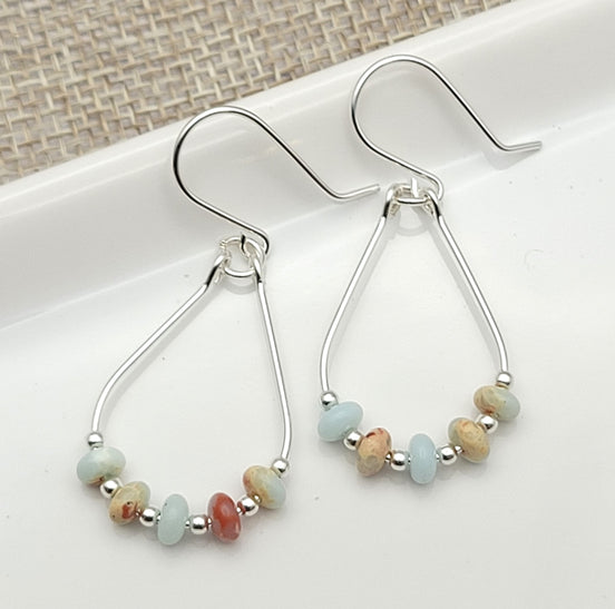 Lane - Silver & Aqua Terra Jasper Earrings Bijou by SAM Sterling Silver