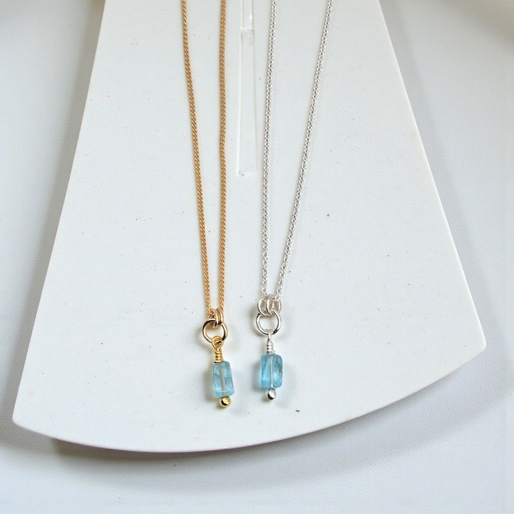 Blue Apatite Necklace - silver or Gold Necklace Bijou by SAM