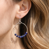 Boho - Silver Hoops with Lapis Lazuli Earrings Bijou by SAM