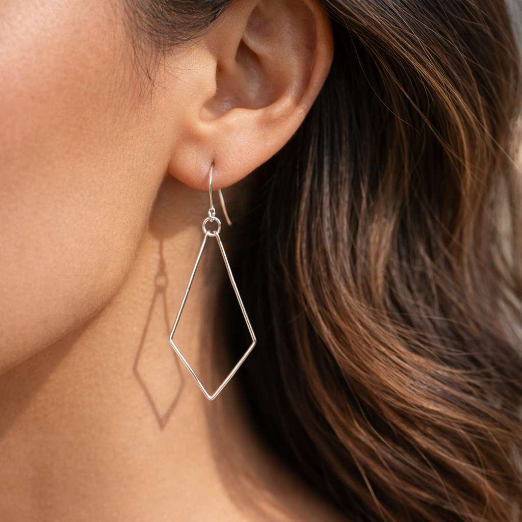 Silver Geometric Hoops Etsy
