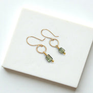 Mini Gemstone Hoops - Deep Forest Earrings Bijou by SAM Gold Fill Green Apatite