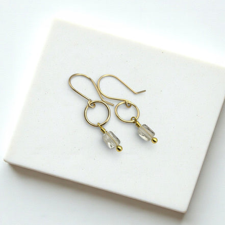 Mini Gemstone Hoops - Deep Forest Earrings Bijou by SAM Gold Fill Prasiolite