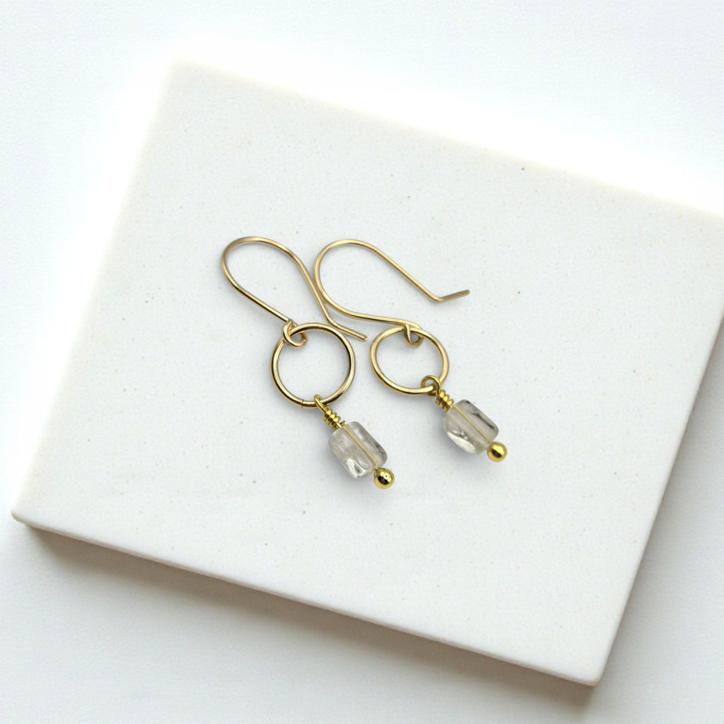 Mini Gemstone Hoops - Deep Forest Earrings Bijou by SAM Gold Fill Prasiolite