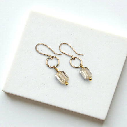 Mini Gemstone Hoops - Deep Forest Earrings Bijou by SAM Gold Fill Citrine