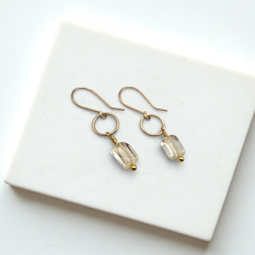 Mini Gemstone Hoops - Deep Forest Earrings Bijou by SAM Gold Fill Citrine