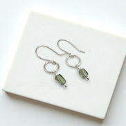 Mini Gemstone Hoops - Deep Forest Earrings Bijou by SAM Sterling Silver Green Apatite