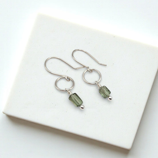 Mini Gemstone Hoops - Deep Forest Earrings Bijou by SAM Sterling Silver Green Apatite