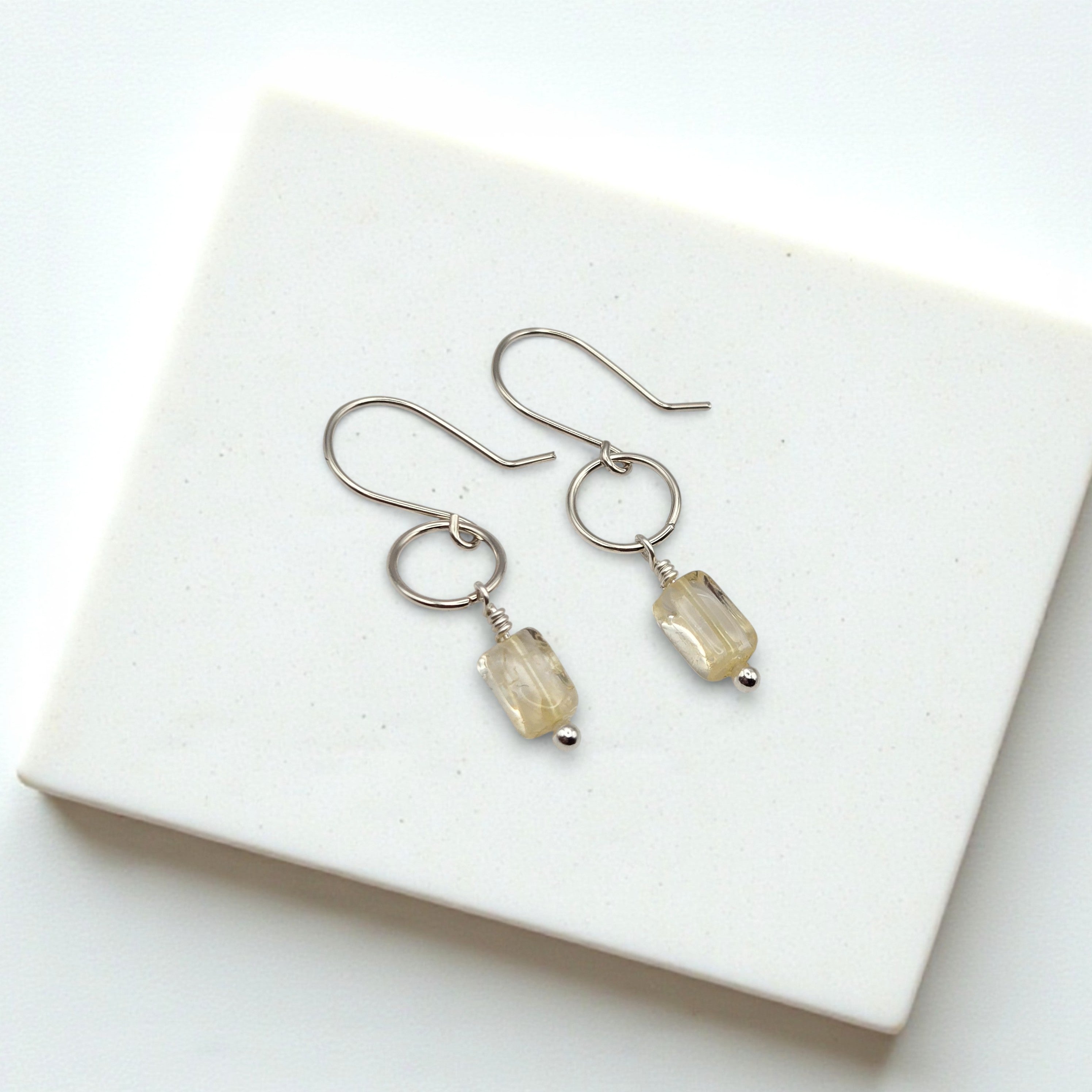 Mini Gemstone Hoops - Deep Forest Earrings Bijou by SAM Sterling Silver Citrine