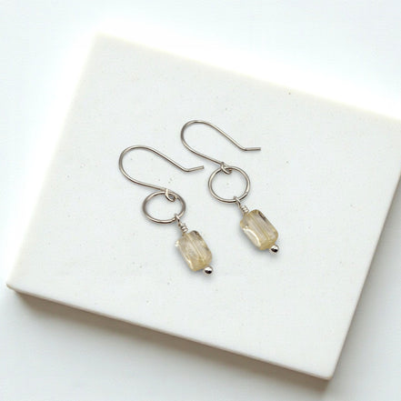 Mini Gemstone Hoops - Deep Forest Earrings Bijou by SAM Sterling Silver Citrine