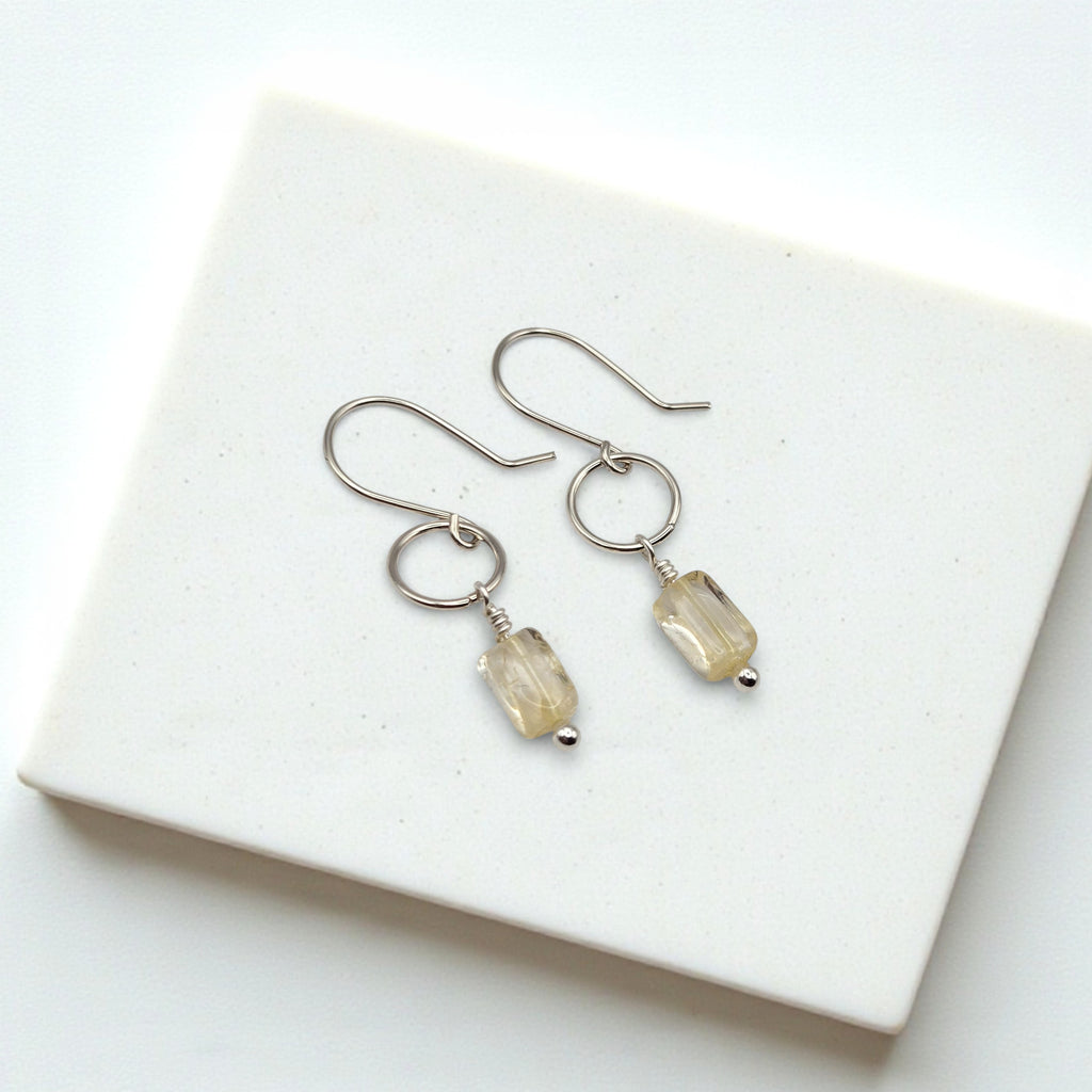 Mini Gemstone Hoops - Deep Forest Earrings Bijou by SAM Sterling Silver Citrine