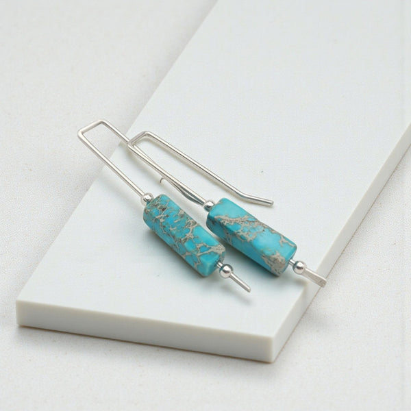Turqouise & Sterling Silver Threader Earrings Earrings Bijou by SAM