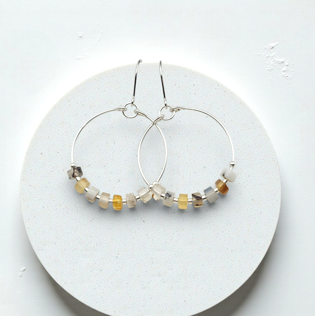 Boho - Silver & Montana Agate Earrings Bijou by SAM