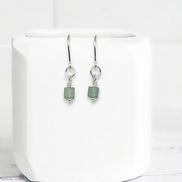 Cube - Green Aventurine & Silver Earrings Bijou by SAM Sterling Silver