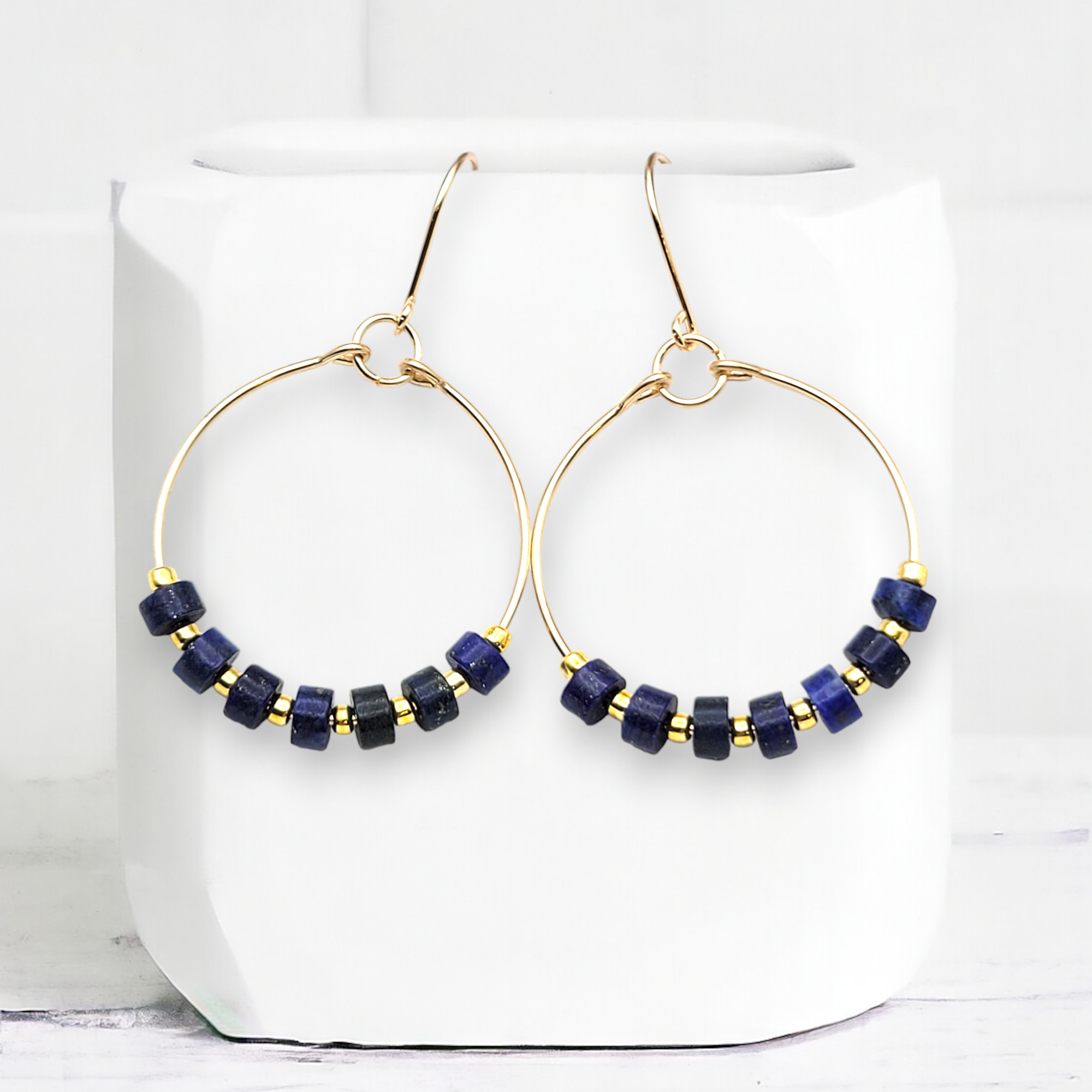 Boho - Gold & Lapis Lazuli Earrings Bijou by SAM Gold Fill