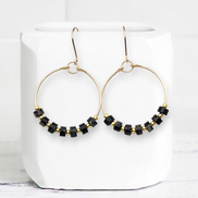 Boho Hoops - Gold & Black Earrings Bijou by SAM Gold-plated