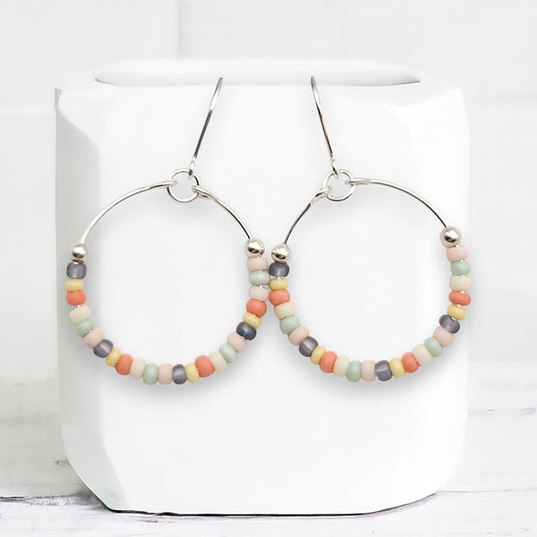 Boho - Silver & Spring Beads Earrings Bijou by SAM   