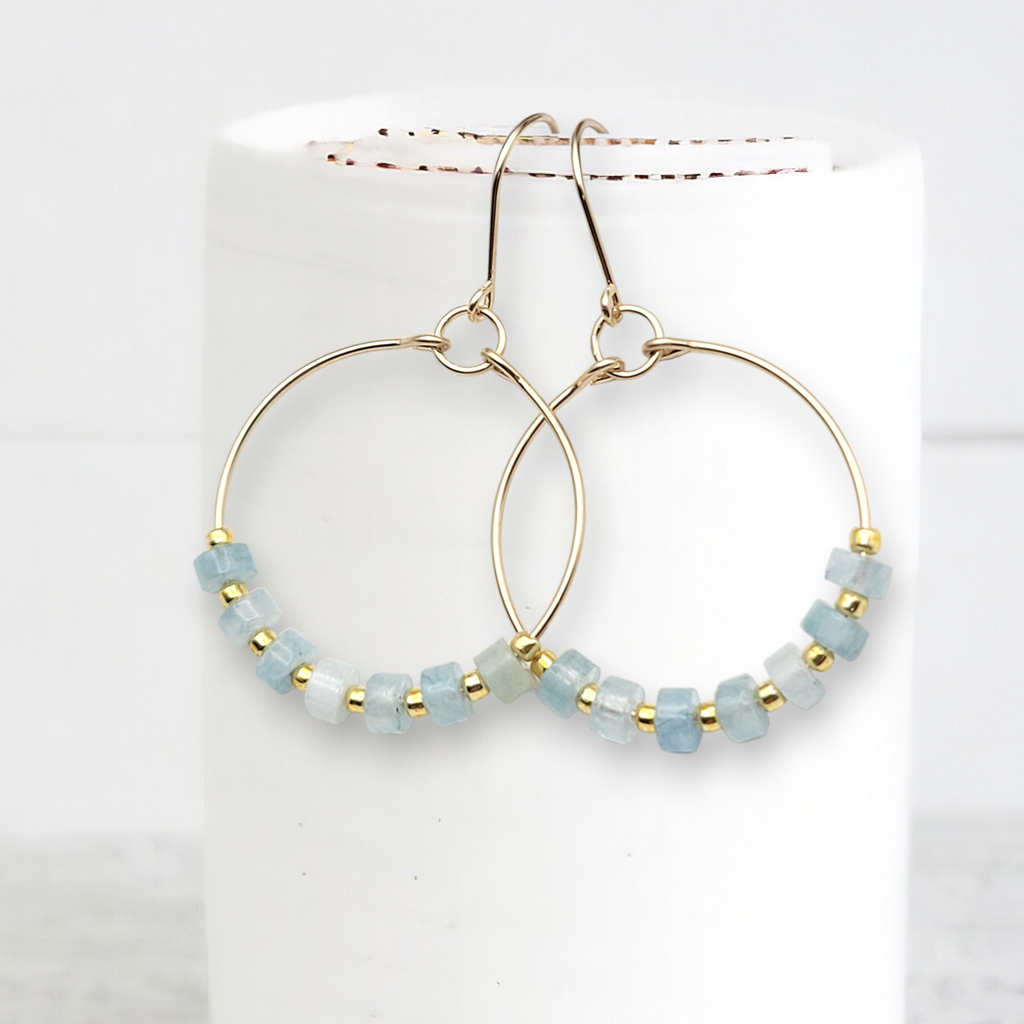 Boho - Gold & Aquamarine Earrings Bijou by SAM   