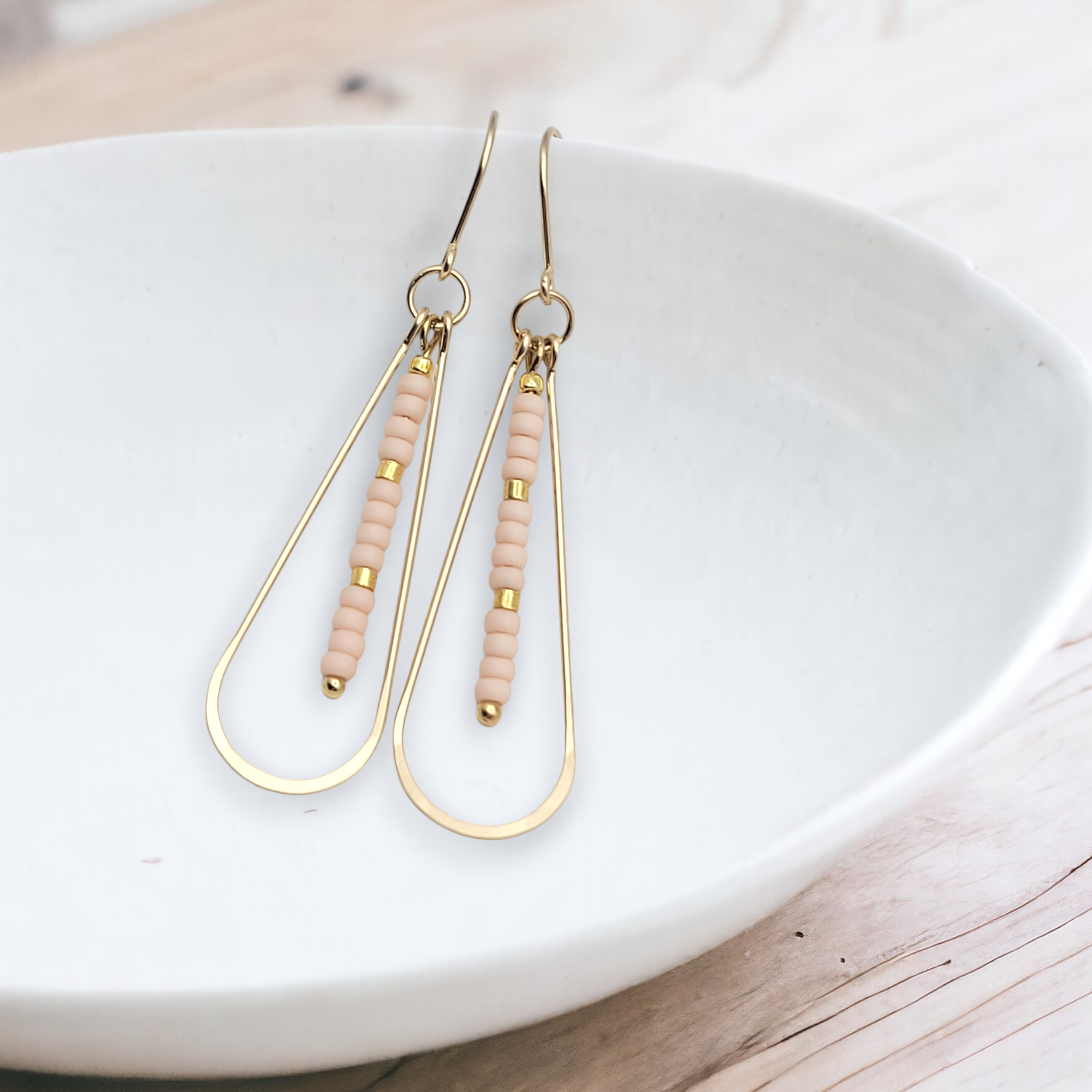 Harley - Gold & Pale Pink Earrings Bijou by SAM   