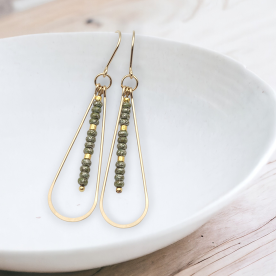 Harley - Gold & Sage Green Earrings Bijou by SAM   