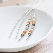 Wish - Silver & Spring Colored Beads Earrings Bijou by SAM   