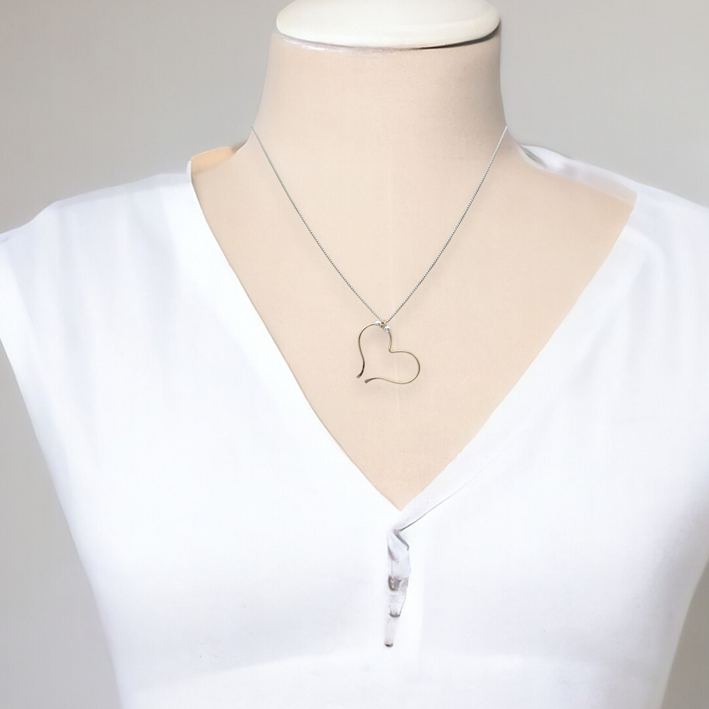 Open Heart Necklace - Gold with Silver Necklace Bijou by SAM   