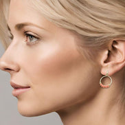 Aiden - Gold & Coral Beaded Hoops Earrings Bijou by SAM   