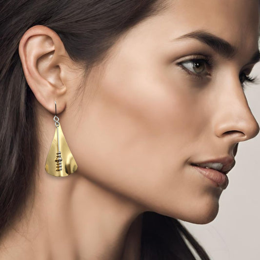 Gold Geometric Triangle Dangle Earrings Earrings Bijou by SAM   