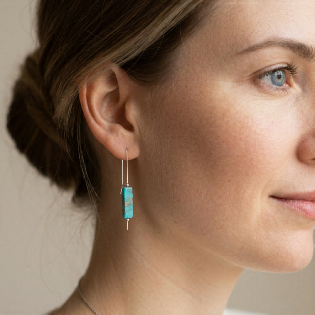 Turqouise & Sterling Silver Threader Earrings