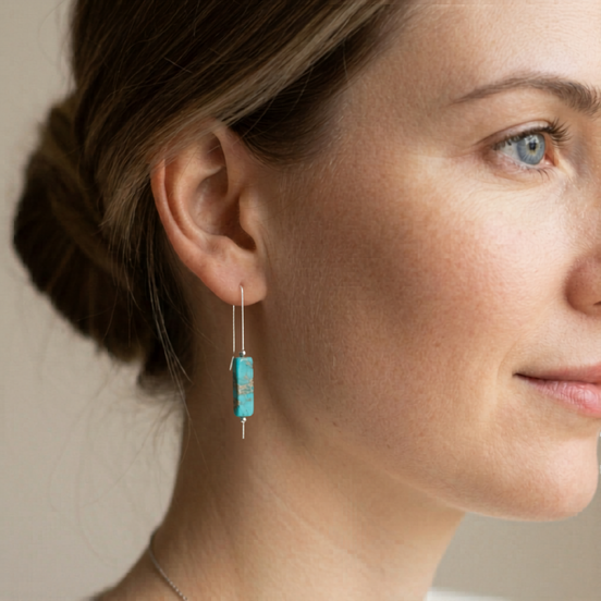 Turqouise & Sterling Silver Threader Earrings