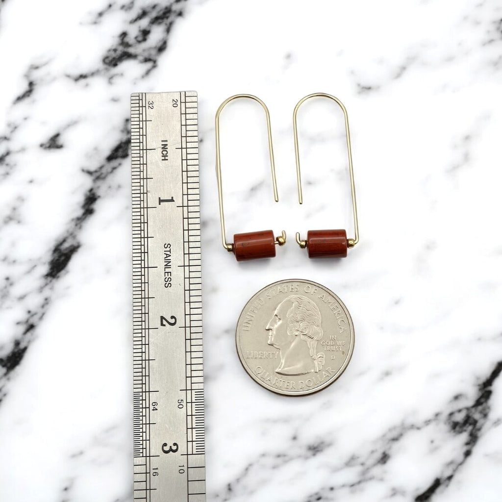 Arc - Gold & Red Jasper Earrings Bijou by SAM