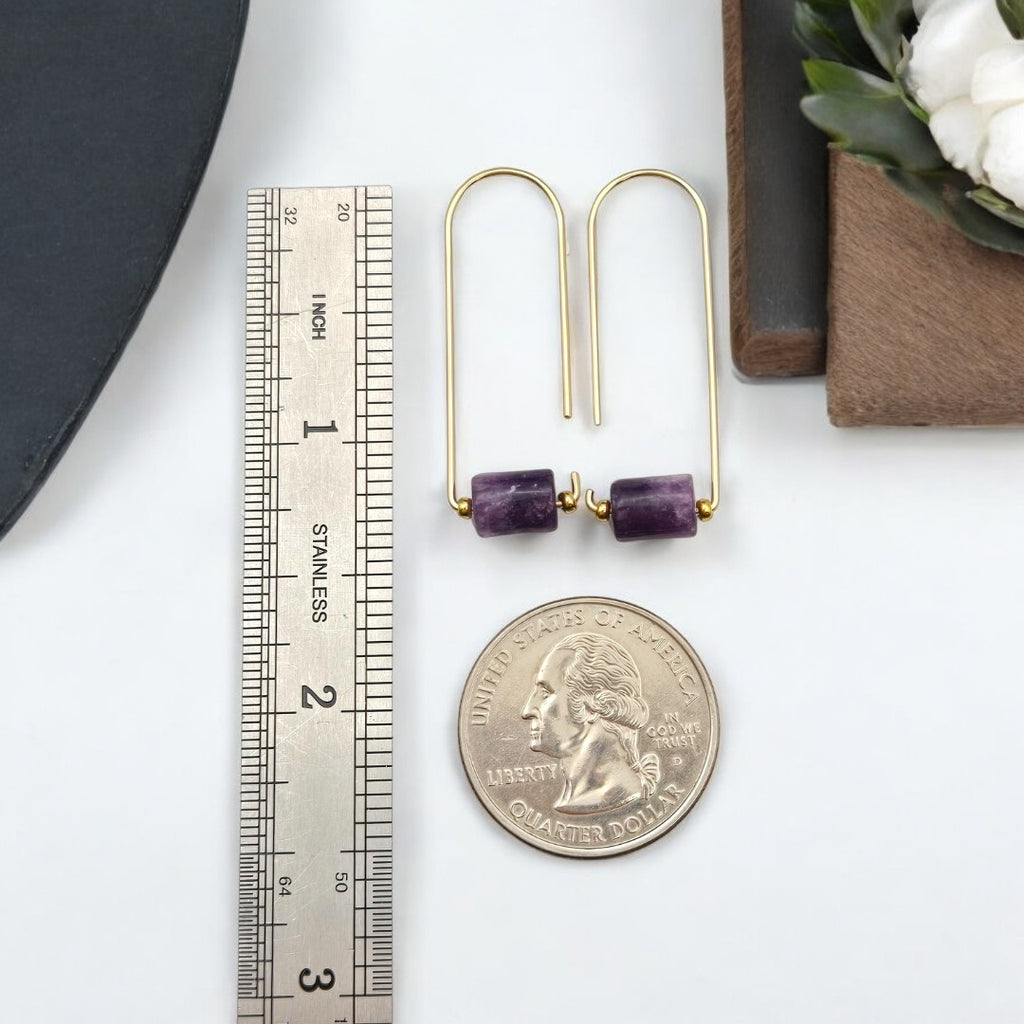 Arc - Gold & Amethyst Earrings Bijou by SAM