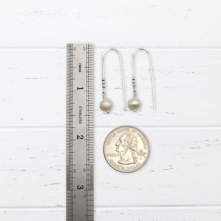 Pearl - Silver & Ivory Threader Earrings Bijou by SAM   