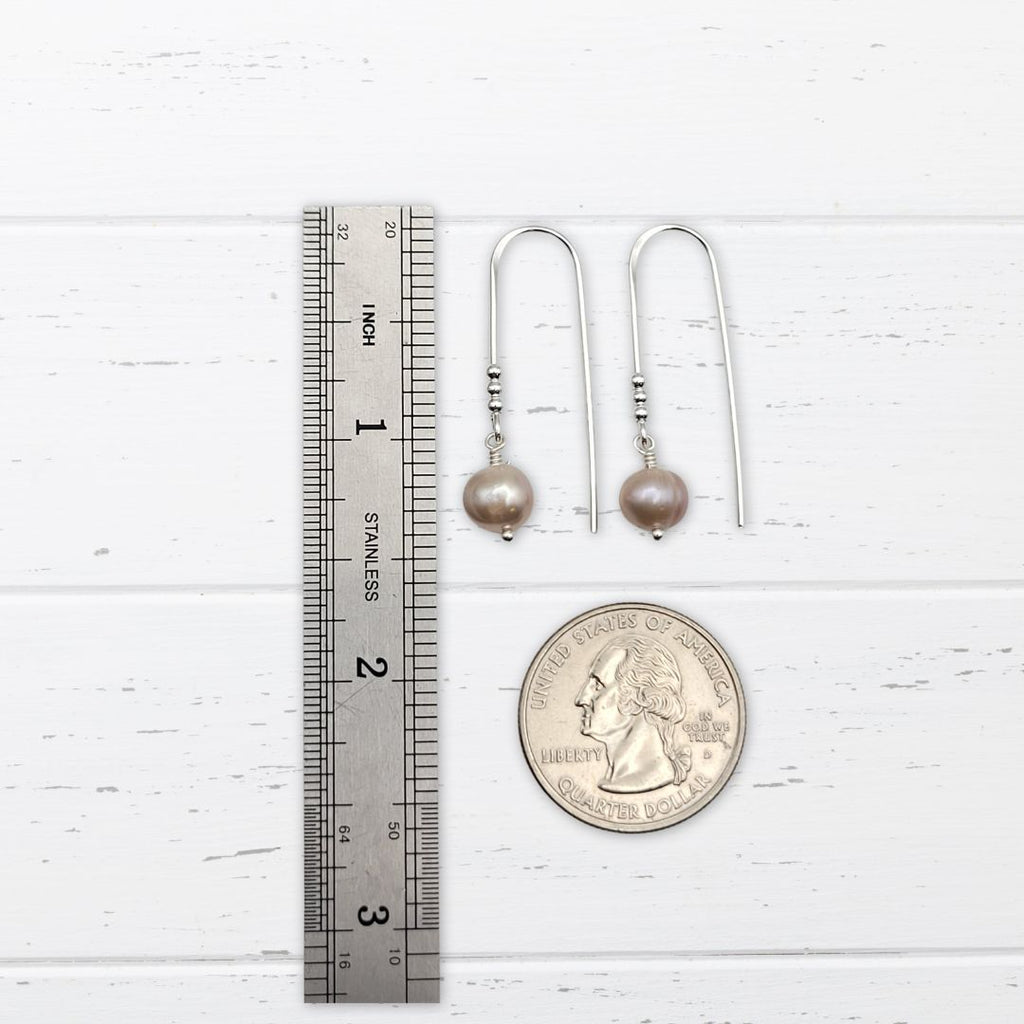 Pearl - Silver and Purple Threader Earrings Bijou by SAM   