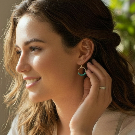 Small Gemstone Hoops - Ocean Sunset Earrings Bijou by SAM