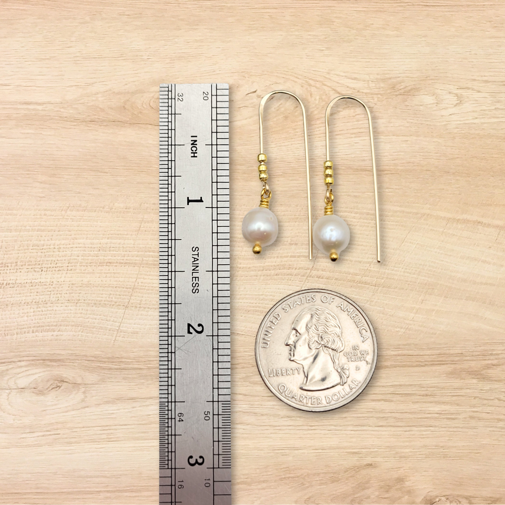 Pearl - Gold & Ivory Threader Earrings Bijou by SAM   