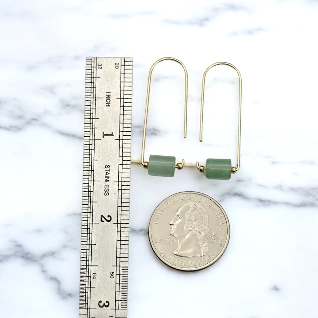 Arc - Gold & Green Aventurine Earrings Bijou by SAM