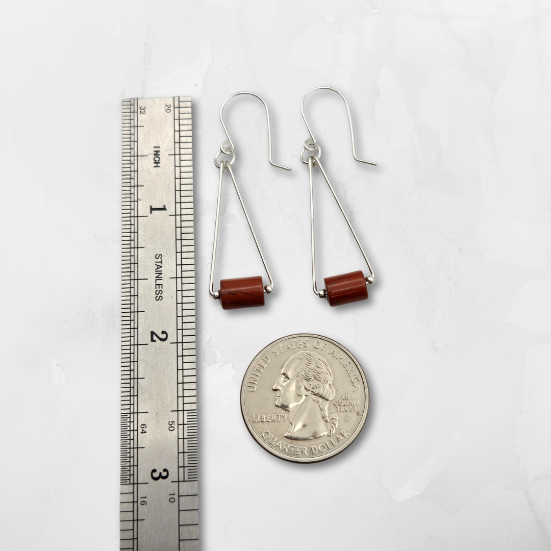 Mystique - Silver & Red Jasper Dangle Earrings Earrings Bijou by SAM