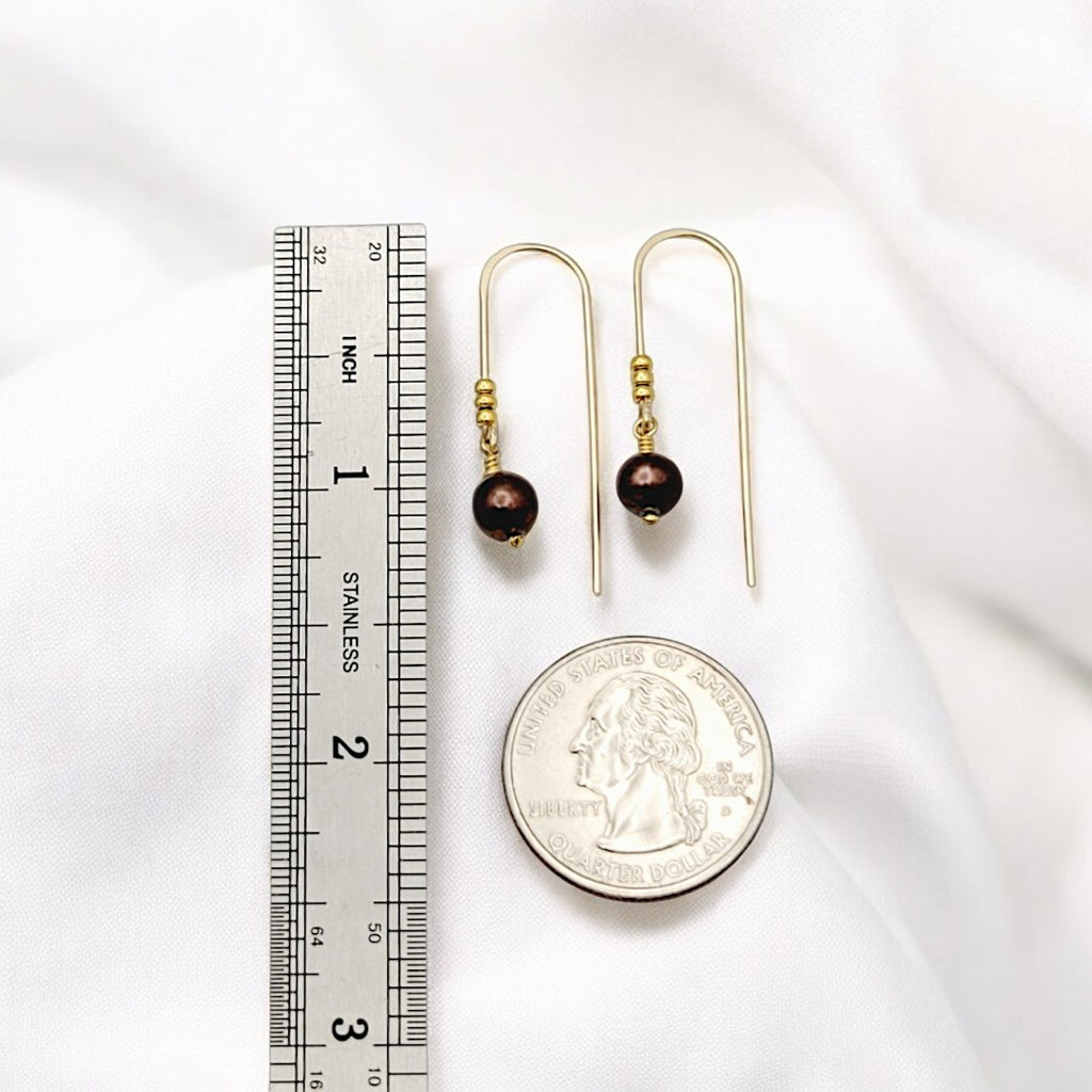 Pearl - Gold & Bronze Pearl Threader Earrings Bijou by SAM