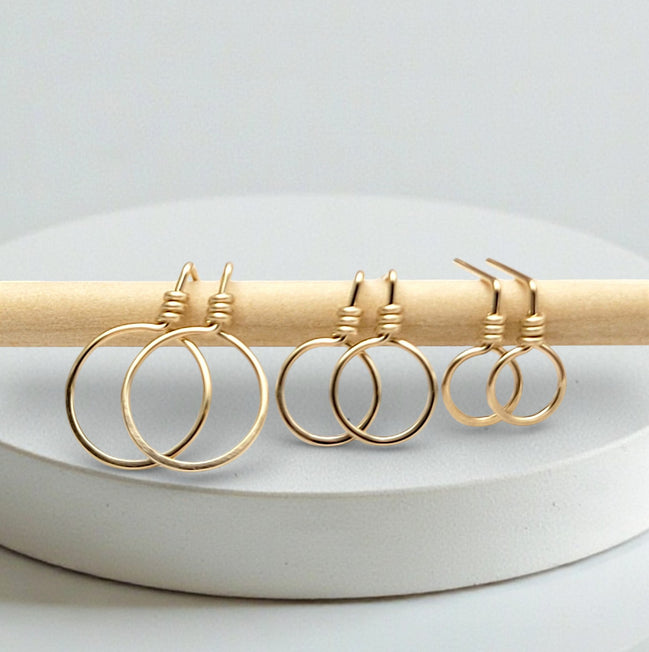 Aiden - Small Gold Circle Studs Earrings Bijou by SAM Small - .25"