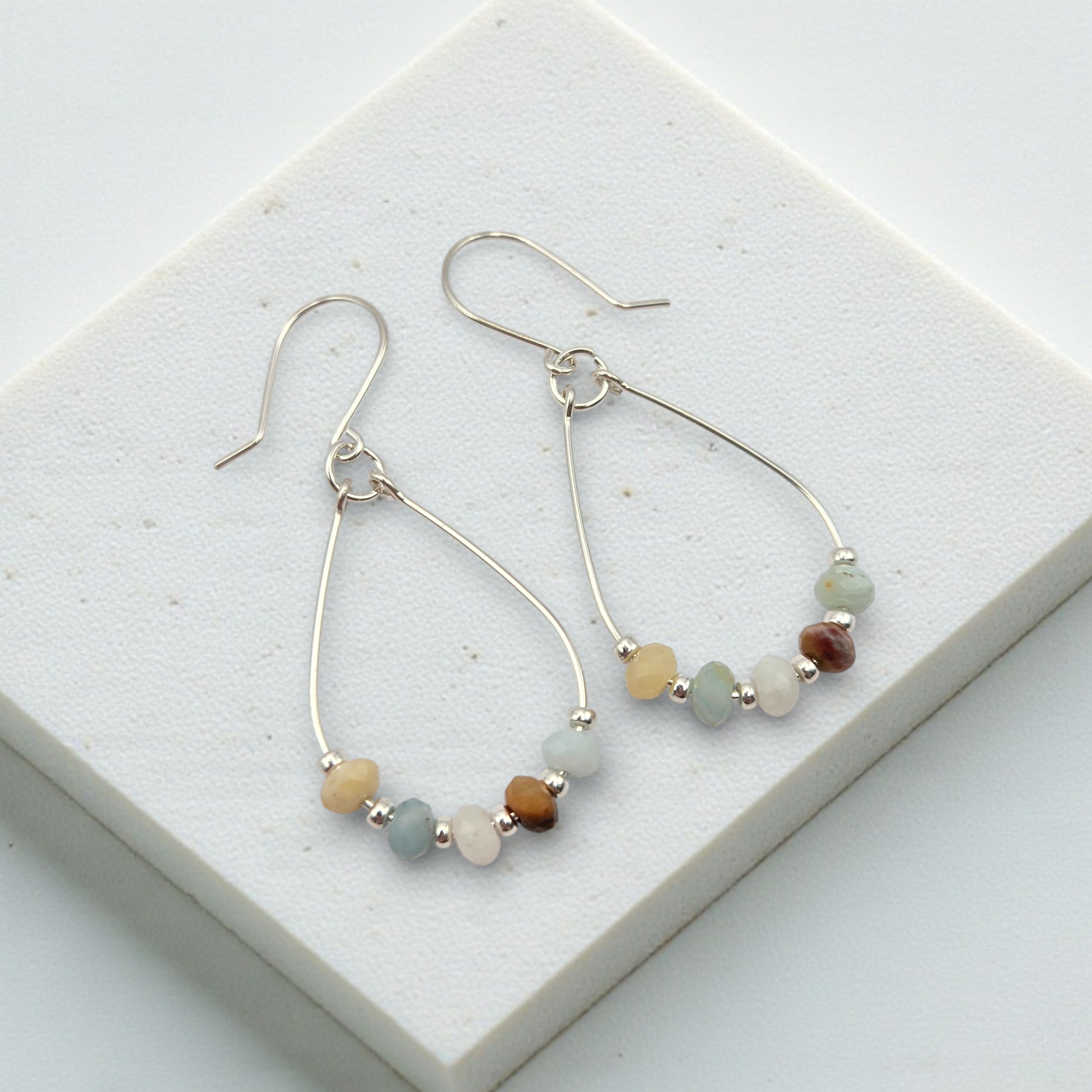 Lane - Silver & Amazonite Earrings Bijou by SAM