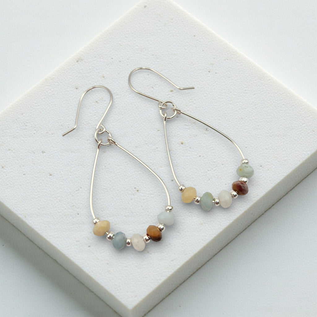 Lane - Silver & Amazonite Earrings Bijou by SAM