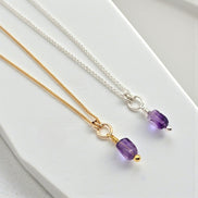 Amethyst Necklace - Silver or Gold Necklace Bijou by SAM Gold Fill