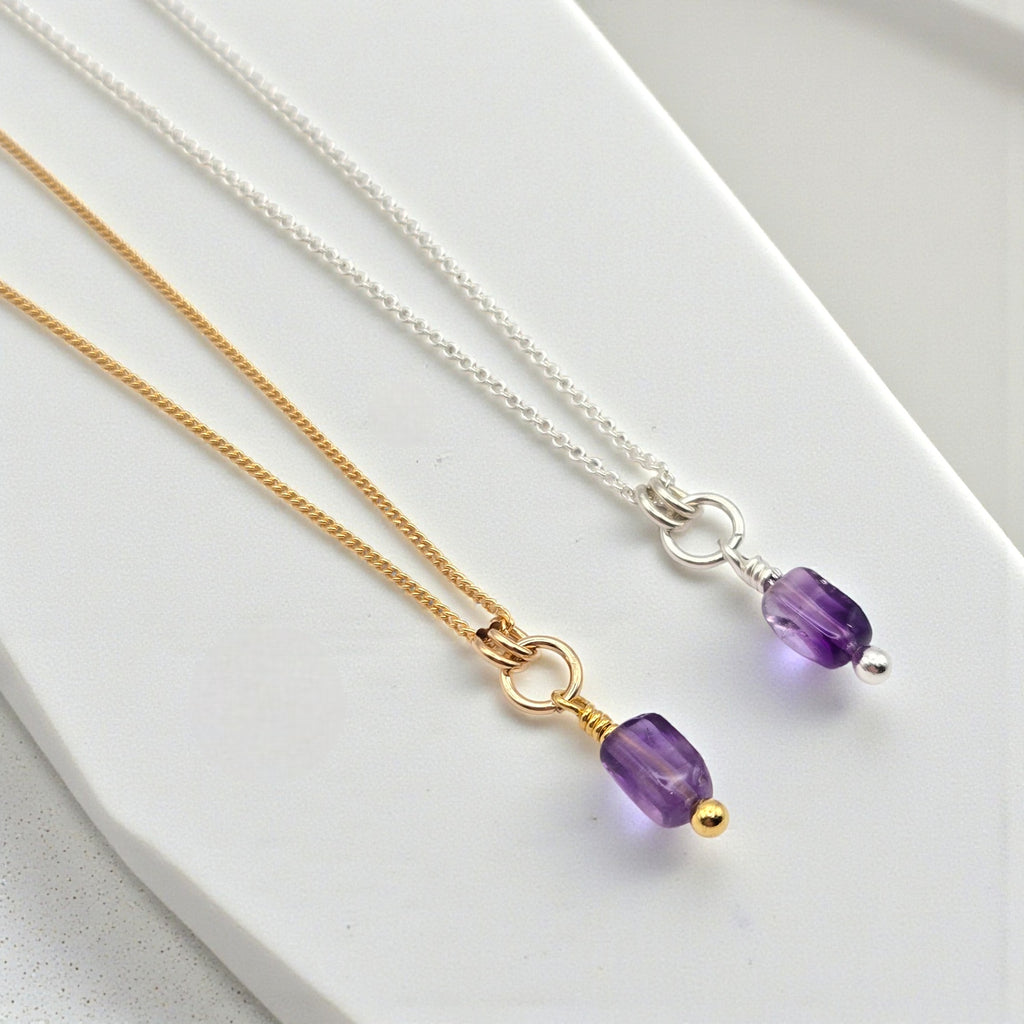 Ametyst Necklace - Silver or Gold Necklace Bijou by SAM Gold Fill