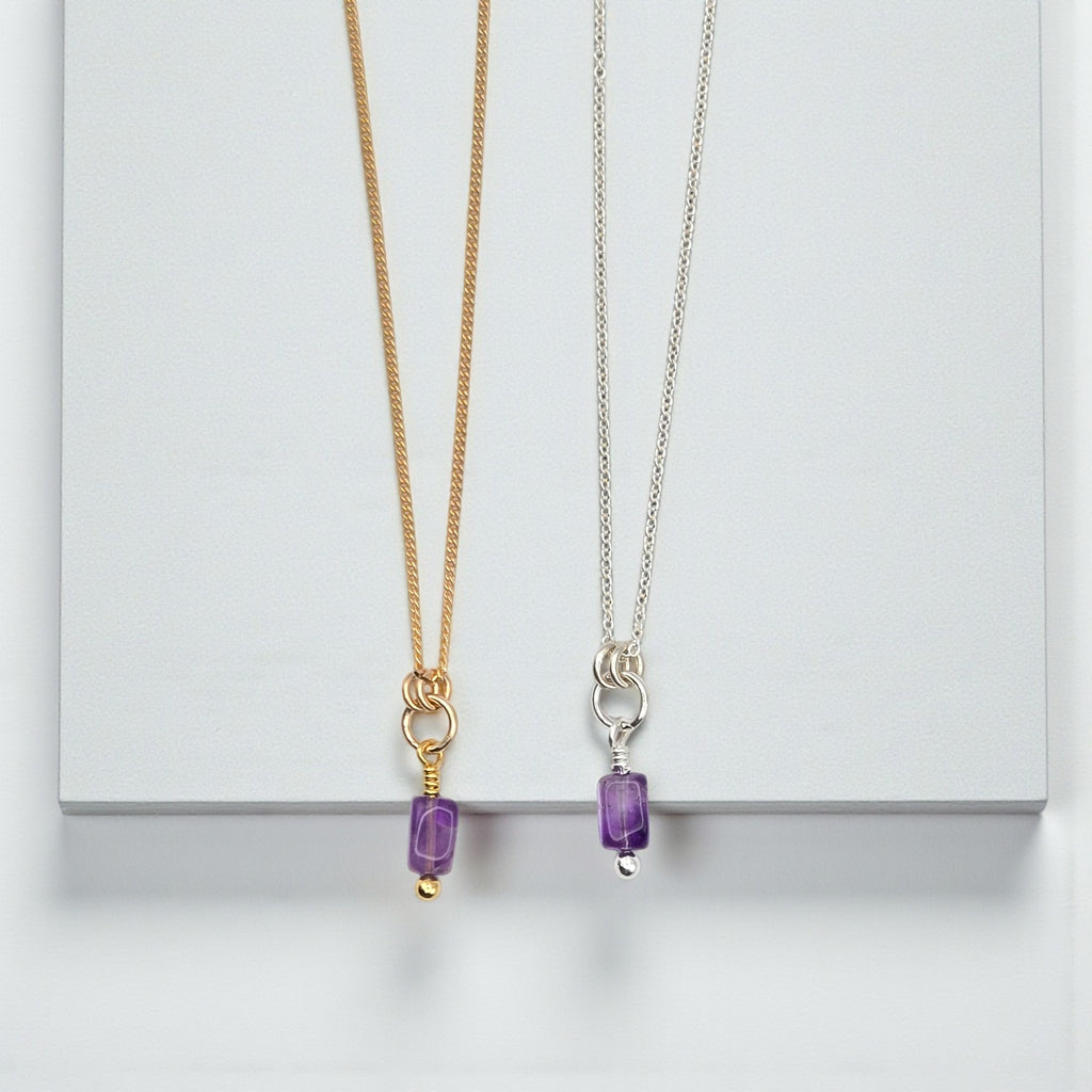 Ametyst Necklace - Silver or Gold Necklace Bijou by SAM