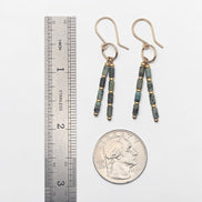 Bijou by SAM Mother Earth earrings featuring African Turquoise tube beads and gold spacers on handmade hoops.