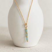 Bijou by SAM River Stone Necklace featuring natural Amazonite tube beads on a delicate 14k gold fill chain.